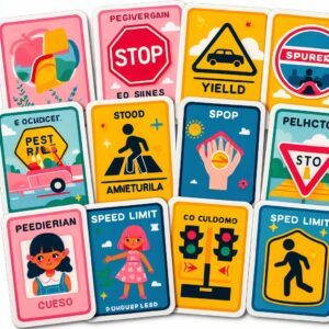 فلش کارت دو زبانه علائم راهنمايي و رانندگي