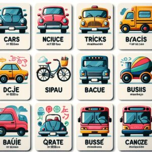 فلش کارت سه زبانه وسايل نقليه