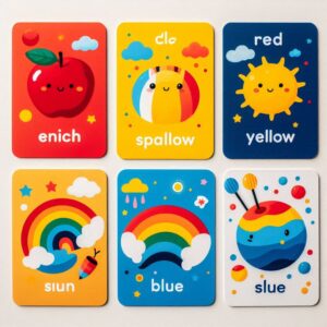 فلش کارت سه زبانه آموزش رنگ ها