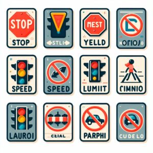 فلش کارت دو زبانه علائم راهنمايي و رانندگي